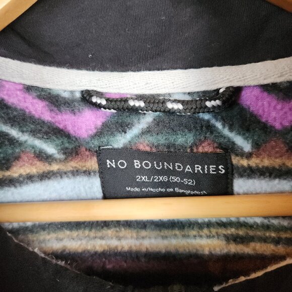 No Boundaries Mens 2XL Purple Aztec Polar Fleece Quarter Zip Pullover Sweatshirt - Picture 3 of 9